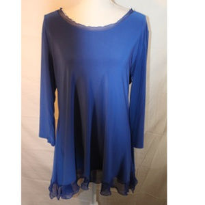 Cato LS Blue Tunic Blouse XL